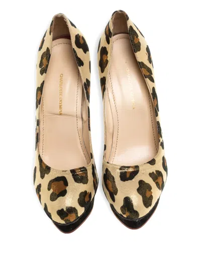 Pre-owned Charlotte Olympia Platform Leopard Pumps In Neutral