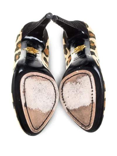 Pre-owned Charlotte Olympia Platform Leopard Pumps In Neutral
