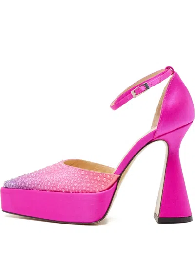 Pre-owned Mach&mach Crystal Platform Pumps In Pink