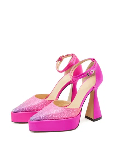 Pre-owned Mach&mach Crystal Platform Pumps In Pink