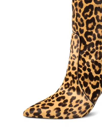 Pre-owned Gianvito Rossi 85mm Leopard-print Boots In Neutral