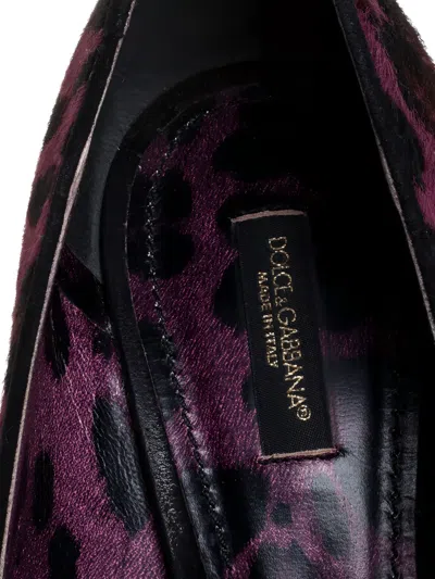 Pre-owned Dolce & Gabbana 120mm Leopard-print Peep-toe Pumps In Purple