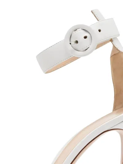 Pre-owned Gianvito Rossi 100mm Portofino Buckle Clear-strap Sandal In White