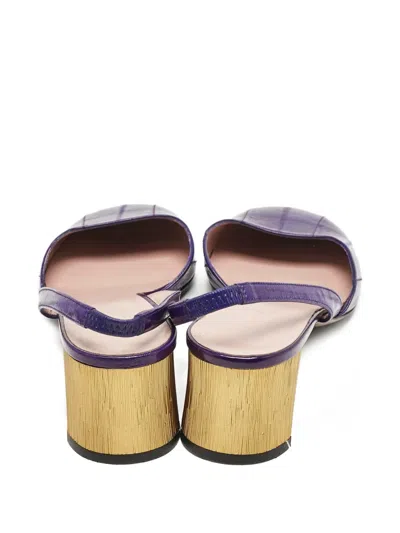 Pre-owned Gucci 50mm Leather Slingback Pumps In Purple
