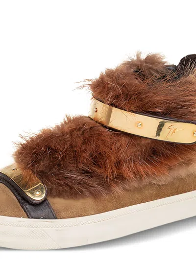 Pre-owned Giuseppe Zanotti Vintage Fur Suede Sneakers In Brown