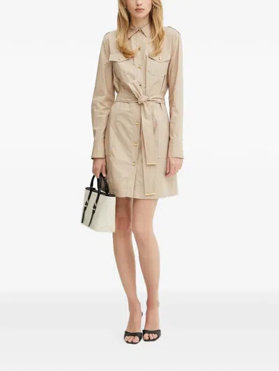 Marciano Buttoned Belted Mini Dress In Neutral
