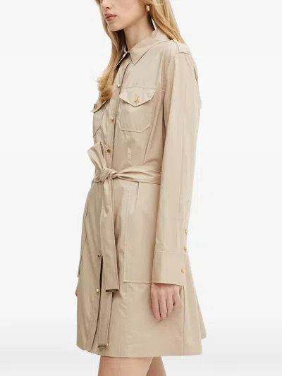 Marciano Buttoned Belted Mini Dress In Neutral