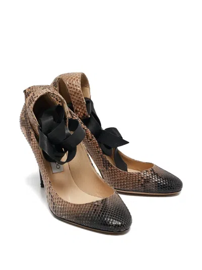 Pre-owned Jimmy Choo 100mm Ankle-tie Pumps In Brown