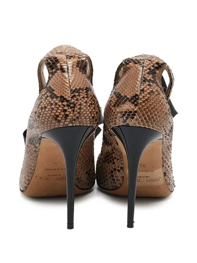 Pre-owned Jimmy Choo 100mm Ankle-tie Pumps In Brown