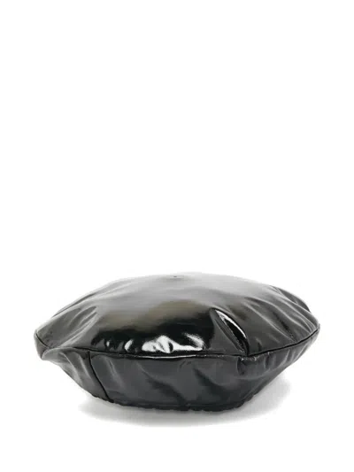 Pre-owned Moschino Glossy-finish Beret In Black