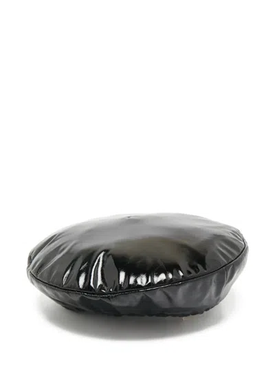 Pre-owned Moschino Glossy-finish Beret In Black