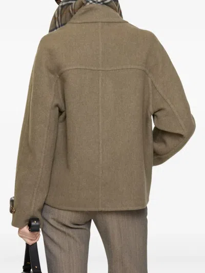 Burberry Double-breasted Wool Jacket In Green