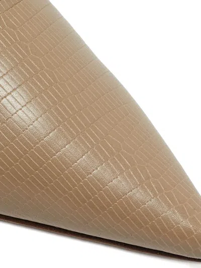 Pre-owned Burberry 115mm Ankle-strap Textured-leather Pumps In Brown