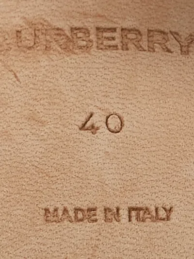 Pre-owned Burberry 115mm Ankle-strap Textured-leather Pumps In Brown