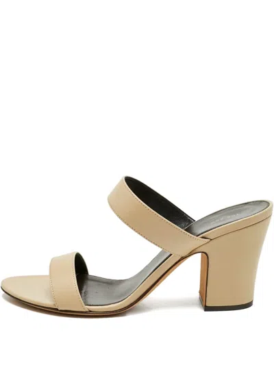 Pre-owned The Row Awar Leather Block-heel Sandals In Neutral