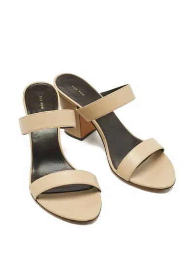 Pre-owned The Row Awar Leather Block-heel Sandals In Neutral