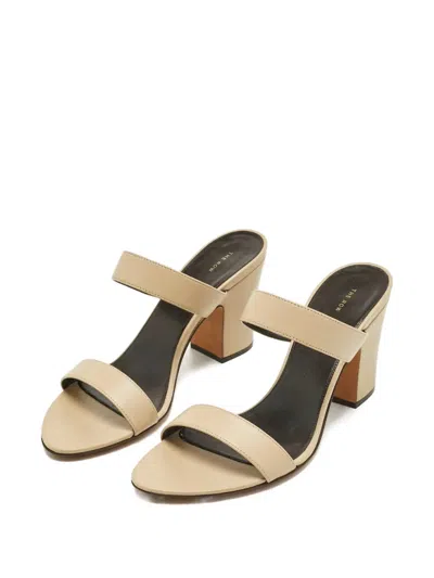 Pre-owned The Row Awar Leather Block-heel Sandals In Neutral