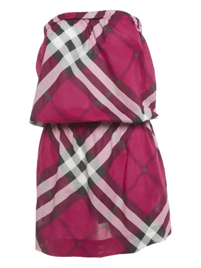 Pre-owned Burberry Tartan Cotton Mini Dress In Pink