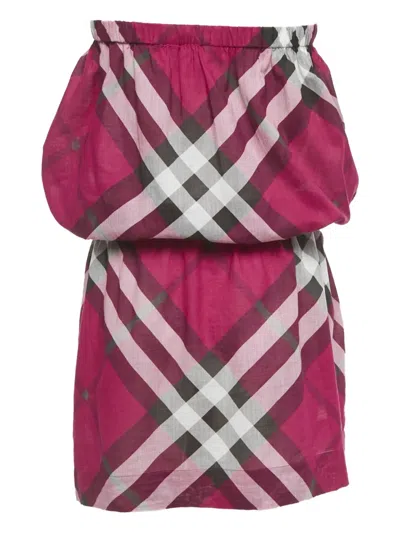 Pre-owned Burberry Tartan Cotton Mini Dress In Pink