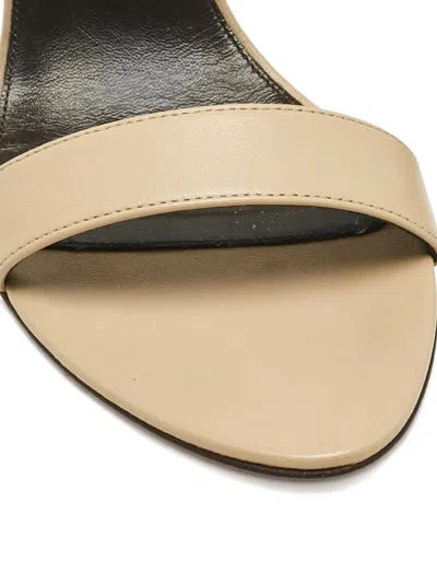 Pre-owned The Row Awar Leather Block-heel Sandals In Neutral