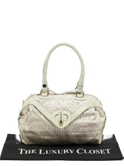 Pre-owned Moschino Logo Satchel Bag In Neutral
