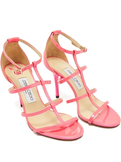Pre-owned Jimmy Choo Thistle Patent-leather Sandals In Pink