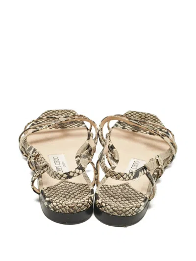 Pre-owned Jimmy Choo Embossed Leather Sandals In Neutral