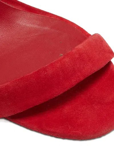 Pre-owned Oscar De La Renta Braided Suede Sandals In Red