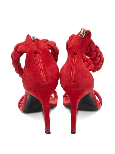 Pre-owned Oscar De La Renta Braided Suede Sandals In Red