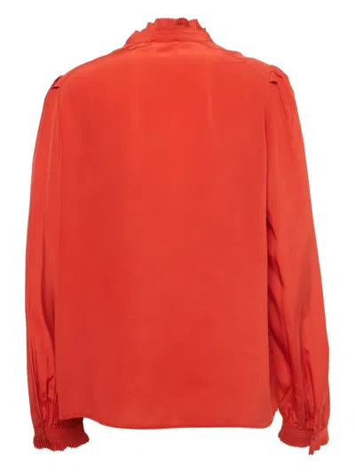 Pre-owned Zadig & Voltaire Taccora Ruffled Silk Shirt In Red