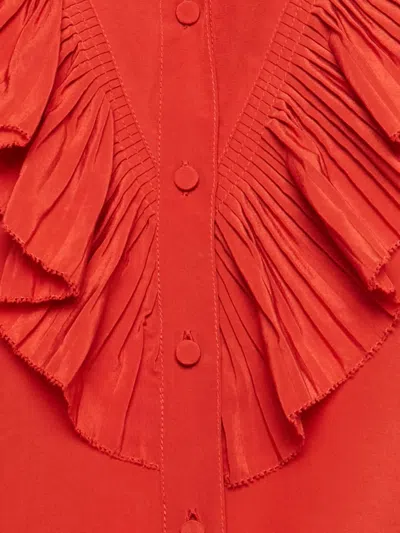 Pre-owned Zadig & Voltaire Taccora Ruffled Silk Shirt In Red