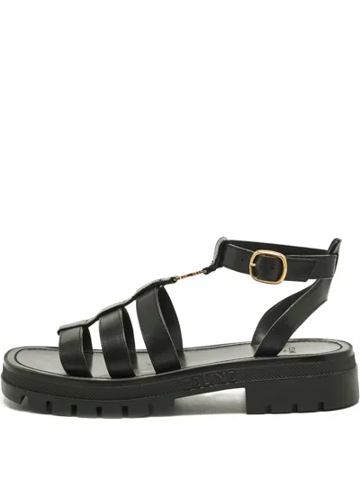 Pre-owned Celine Clea Leather Sandals In Black
