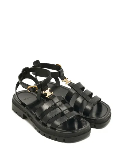 Pre-owned Celine Clea Leather Sandals In Black
