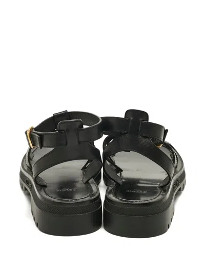 Pre-owned Celine Clea Leather Sandals In Black