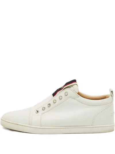 Pre-owned Christian Louboutin F.a.v. Fique A Vontade Slip-on Sneakers In White