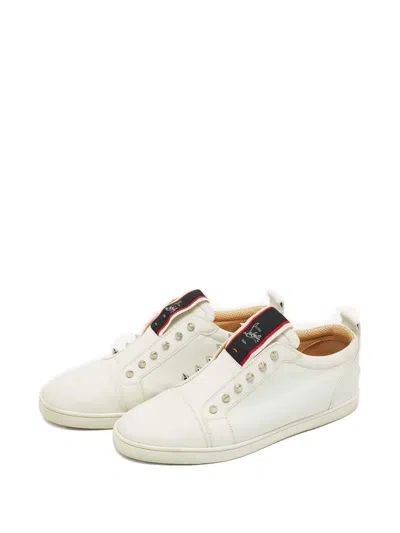 Pre-owned Christian Louboutin F.a.v. Fique A Vontade Slip-on Sneakers In White