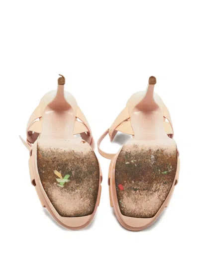 Pre-owned Saint Laurent Tribute Platform Heeled Sandals In Neutral