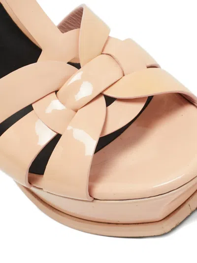 Pre-owned Saint Laurent Tribute Platform Heeled Sandals In Neutral