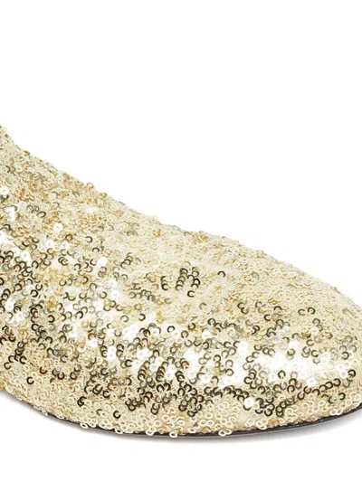 Pre-owned Dolce & Gabbana Vally Sequin Boots In Gold