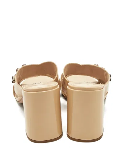 Pre-owned Prada Criss-cross Round-toe Sandals In Neutral