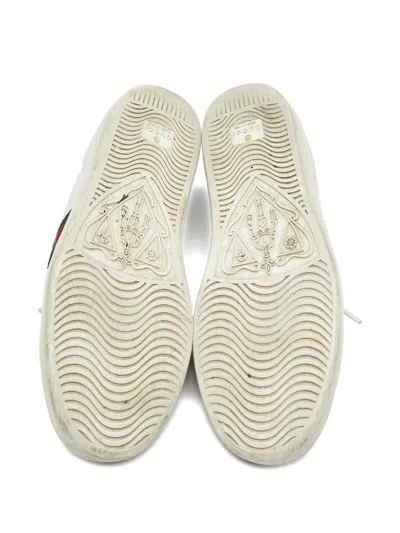 Pre-owned Gucci Ace Bee Leather Trainers In White