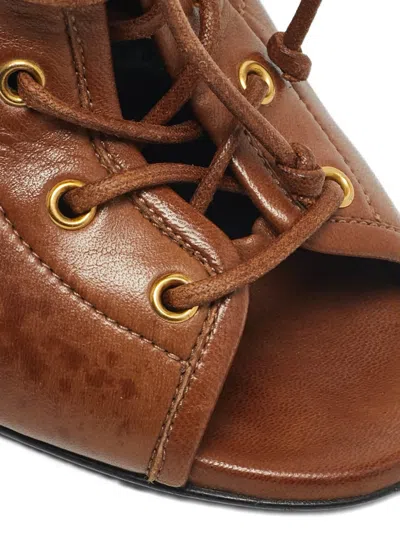 Pre-owned Tom Ford Cut-out Leather Ankle Boots In Brown