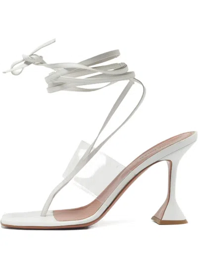 Pre-owned Amina Muaddi Zula Sculptural Sandals In White