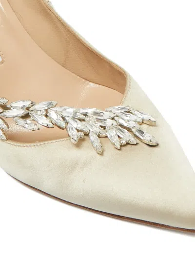 Pre-owned Manolo Blahnik Nadira Crystal-embellished Pumps In Neutral