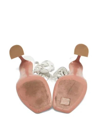 Pre-owned Amina Muaddi Zula Sculptural Sandals In White