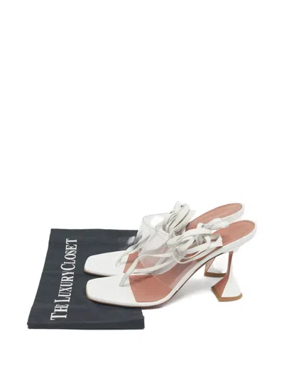 Pre-owned Amina Muaddi Zula Sculptural Sandals In White
