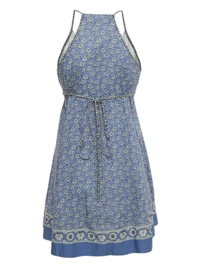 Pre-owned Chloé Cotton Printed Mini Dress In Blue