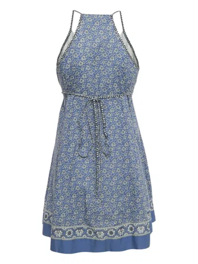 Pre-owned Chloé Cotton Printed Mini Dress In Blue