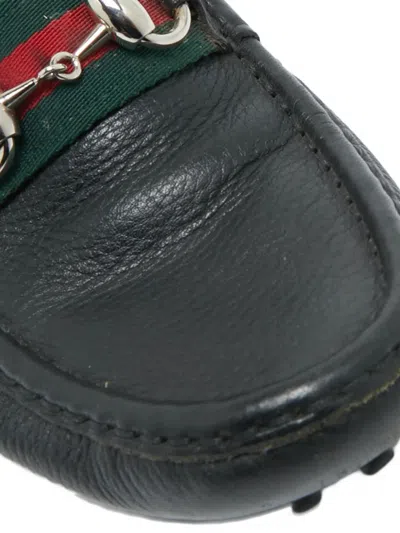 Pre-owned Gucci Jordaan Horsebit Leather Loafers In Black