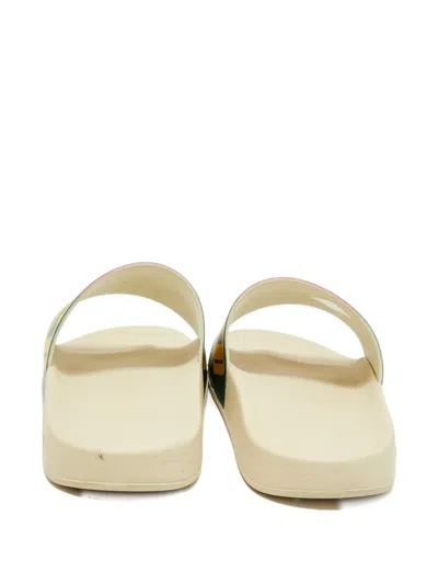 Pre-owned Gucci Dapper Dan Logo-detail Slides In Neutral